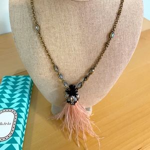 Stella and Dot Verona Pendant - feather detail, antique gold